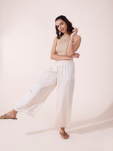 Load image into Gallery viewer, Go Colors Cream Polyester Shiny Palazzo
