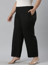 Load image into Gallery viewer, Go Colors Black Cotton Stripes Cargo Pant
