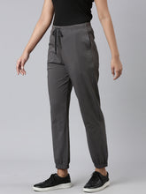 Load image into Gallery viewer, Go Colors Silver Grey Cotton Stretch Casual Joggers

