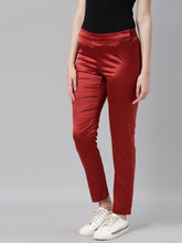 Load image into Gallery viewer, Go Colors Maroon Polyester Shiny Pants
