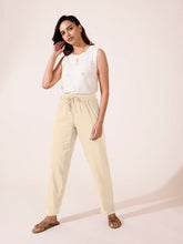 Load image into Gallery viewer, Go Colors Light Beige Woven Viscose Casual Pants
