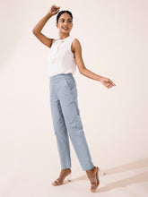 Load image into Gallery viewer, Go Colors Dusty Blue Woven Cotton Stretch Chino Pants
