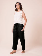 Load image into Gallery viewer, Go Colors Black Cotton Wide Leg Pants
