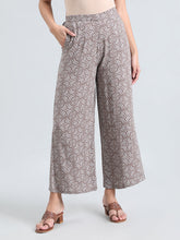 Load image into Gallery viewer, Go Colors Brown Woven Viscose Printed Palazzo
