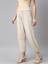 Load image into Gallery viewer, Go Colors Light Beige Viscose Stretch Harems
