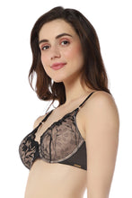 Load image into Gallery viewer, Amante Sheer Luxe Padded Wired Demi Bra - Black &amp; Stucco 101801
