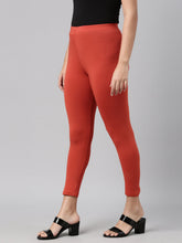 Load image into Gallery viewer, Go Colors Rust Cotton Stretch Cropped Leggings
