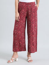 Load image into Gallery viewer, Go Colors Dark Pink Woven Viscose Printed Palazzo
