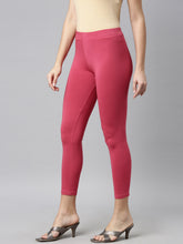 Load image into Gallery viewer, Go Colors Rusty Rose Cotton Stretch Cropped Leggings
