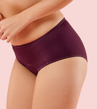 Load image into Gallery viewer, Enamor IP12 Bamboo Cotton Period Panty - Mid Waist, Full Back Coverage, Extended Protective Lining  with Extra Layer at the Crotch - Grape Wine
