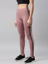 Load image into Gallery viewer, Go Colors Dusty Voilet Cotton Stretch Two Tone Side Stripe Track Pant
