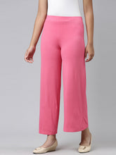Load image into Gallery viewer, Go Colors Young Pink Viscose Stretch Knit Palazzo
