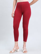 Load image into Gallery viewer, Go Colors Bright Red Cotton Stretch Cropped Leggings
