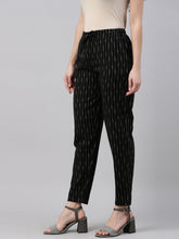 Load image into Gallery viewer, Go Colors Black Linen Ikat Pencil Pant
