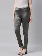 Load image into Gallery viewer, Go Colors Silver Grey Polyester Shiny Pants
