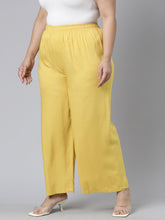 Load image into Gallery viewer, Go Colors Light Mustard Woven Viscose Basic Palazzo

