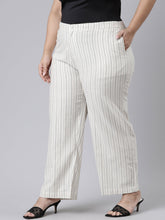 Load image into Gallery viewer, Go Colors White Cotton Stripes Cargo Pant
