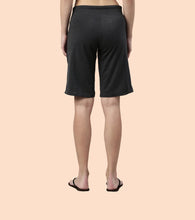 Load image into Gallery viewer, Enamor Mid Rise Knee length Drawstring Closure City Shorts For Women - Slim Fit, Soft and Breathable Cotton - E044 (Charcoalmelange)
