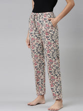 Load image into Gallery viewer, Go Colors Beige Cotton Knit Printed Lounge Pants
