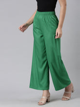 Load image into Gallery viewer, Go Colors Emerald Green Woven Viscose Basic Palazzo
