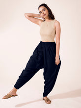 Load image into Gallery viewer, Go Colors Navy Woven Viscose Harem Dhoti Pant
