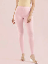 Load image into Gallery viewer, Go Colors Pastel Pink Cotton Stretch Ankle Length Leggings
