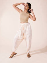 Load image into Gallery viewer, Go Colors Ecru Woven Viscose Harem Dhoti Pant
