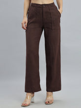 Load image into Gallery viewer, Go Colors Brown Linen Cargo Pants
