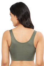 Load image into Gallery viewer, Amante Skins Support Solid Non Padded Non-Wired Scoop Neck Cami Bra - Slate Green 83501
