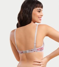 Load image into Gallery viewer, Enamor Women's Perfect Plunge Lift T-Shirt Bra - Detachable Straps, Lightly Padded, Wirefree, Medium Coverage - F023 (Silver Rose Print)
