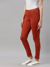Load image into Gallery viewer, Go Colors Rust Cotton Polyester Super Stretch Jeggings
