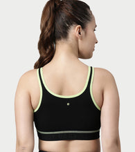 Load image into Gallery viewer, Enamor Innovations Antimicrobial, Side Shaper, Women's Cotton Medium Impact Sports Bra -  Fixed cup, Non-Padded, Wirefree, High Coverage - SB28 (Black)
