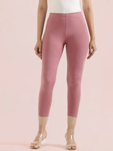 Load image into Gallery viewer, Go Colors Mauve Cotton Stretch Cropped Leggings
