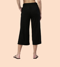 Load image into Gallery viewer, Enamor Mid Rise Crop length Slip on  Shop In Culotte For Women - Relaxed Fit, Super Soft - E064 (Jet Black)
