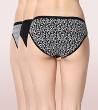 Load image into Gallery viewer, Enamor CR01-The Branded Stretch C Bikini Panty| Antimicrobial And Stain Release Finish| Cotton Spandex- Pack of 3 (Multicolor print)
