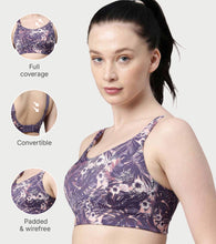 Load image into Gallery viewer, Enamor Innovations Fab-fresh Breathable cup, Women's High Impact Sports Bra - Convertible, Padded, Wirefree, Full Coverage - SB18 (Lilac Run)
