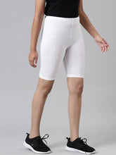 Load image into Gallery viewer, Go Colors White Cotton Stretch  Cycling Shorts
