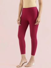 Load image into Gallery viewer, Go Colors Dark Fuchsia Cotton Stretch Cropped Leggings
