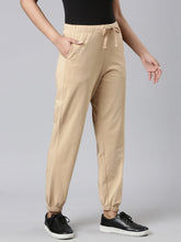 Load image into Gallery viewer, Go Colors Beige Cotton Stretch Casual Joggers
