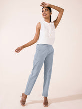 Load image into Gallery viewer, Go Colors Dusty Blue Woven Cotton Stretch Chino Pants
