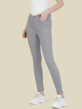 Load image into Gallery viewer, Go Colors Ebony Grey Cotton Polyester Super Stretch Jeggings
