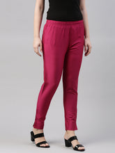 Load image into Gallery viewer, Go Colors Dark Rose Poly Modal Metallic Pants
