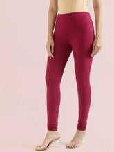 Load image into Gallery viewer, Go Colors Dark Fuchsia Cotton Stretch Churidar
