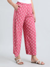 Load image into Gallery viewer, Go Colors Medium Pink Woven Viscose Printed Palazzo

