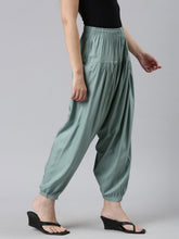 Load image into Gallery viewer, Go Colors Ocean Green Woven Viscose Harem Pant
