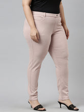 Load image into Gallery viewer, Go Colors Medium Pink Cotton Poly Stretch Stripes Printed Jeggings
