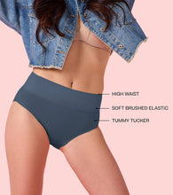 Load image into Gallery viewer, Enamor CW01 Cotton Classic, All Day Comfort, High Waist Brief - Breathable, Antimicrobial with Stain Release, Outer Brushed Wide Elastic, Full Coverage -  Pack of 1 (Orion Blue)
