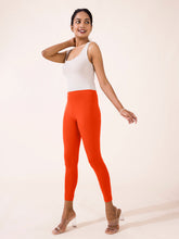 Load image into Gallery viewer, Go Colors Orange Cotton Stretch Ankle Length Leggings
