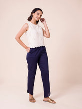 Load image into Gallery viewer, Go Colors Navy Cotton Stretch Dhoti Pant

