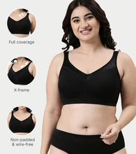 Load image into Gallery viewer, Enamor Full Support Super Lift Women's Cotton Everyday Minimizer Bra - Non Padded, Wirefree, Full Coverage - A112 (Available in Plus sizes) (Black)
